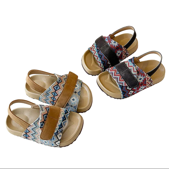 Children's Boho Chic Linen Cork Sandals