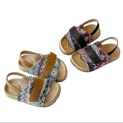 Children's Boho Chic Linen Cork Sandals