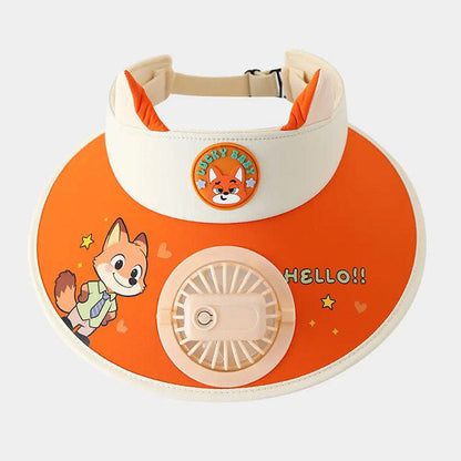 Zootopia Children's Sun Visor Hat with Built-in Mini Cooling Fan