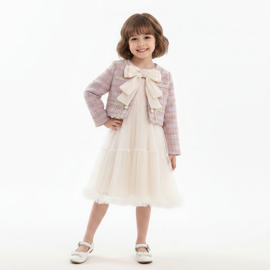 Girls' Chantel Long Sleeve Casual Dress Suit - 2-Piece Outfit Set