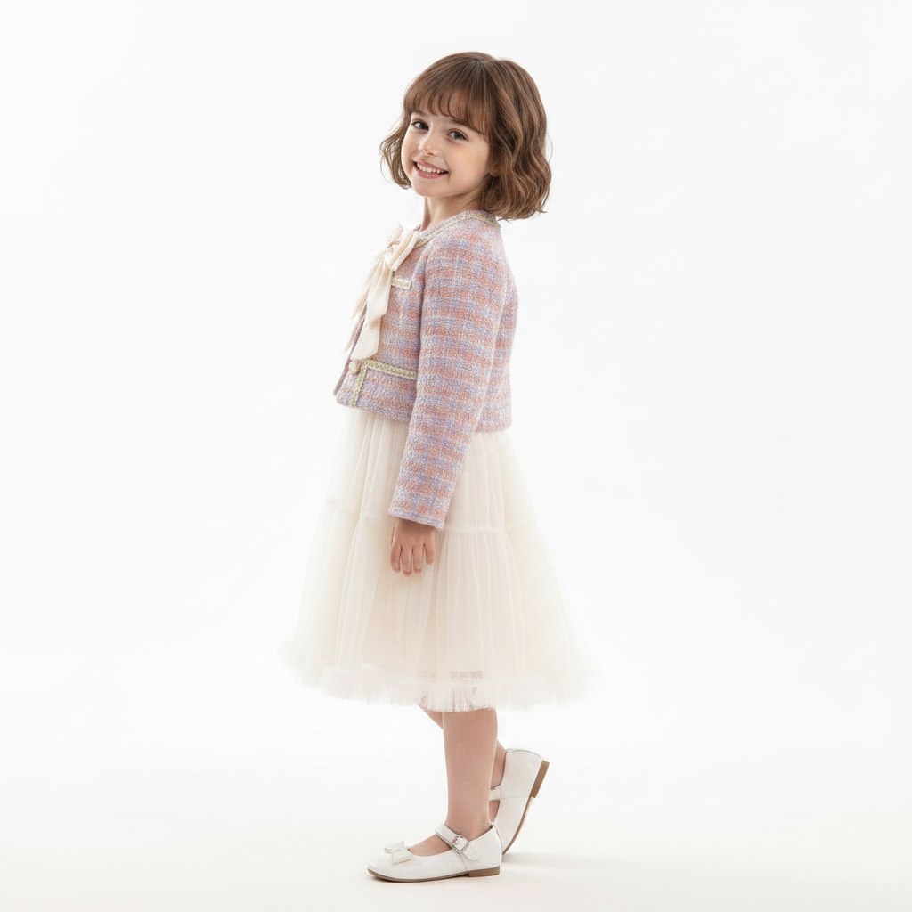 Girls' Chantel Long Sleeve Casual Dress Suit - 2-Piece Outfit Set