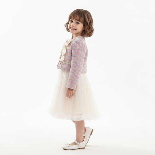Girls' Chantel Long Sleeve Casual Dress Suit - 2-Piece Outfit Set