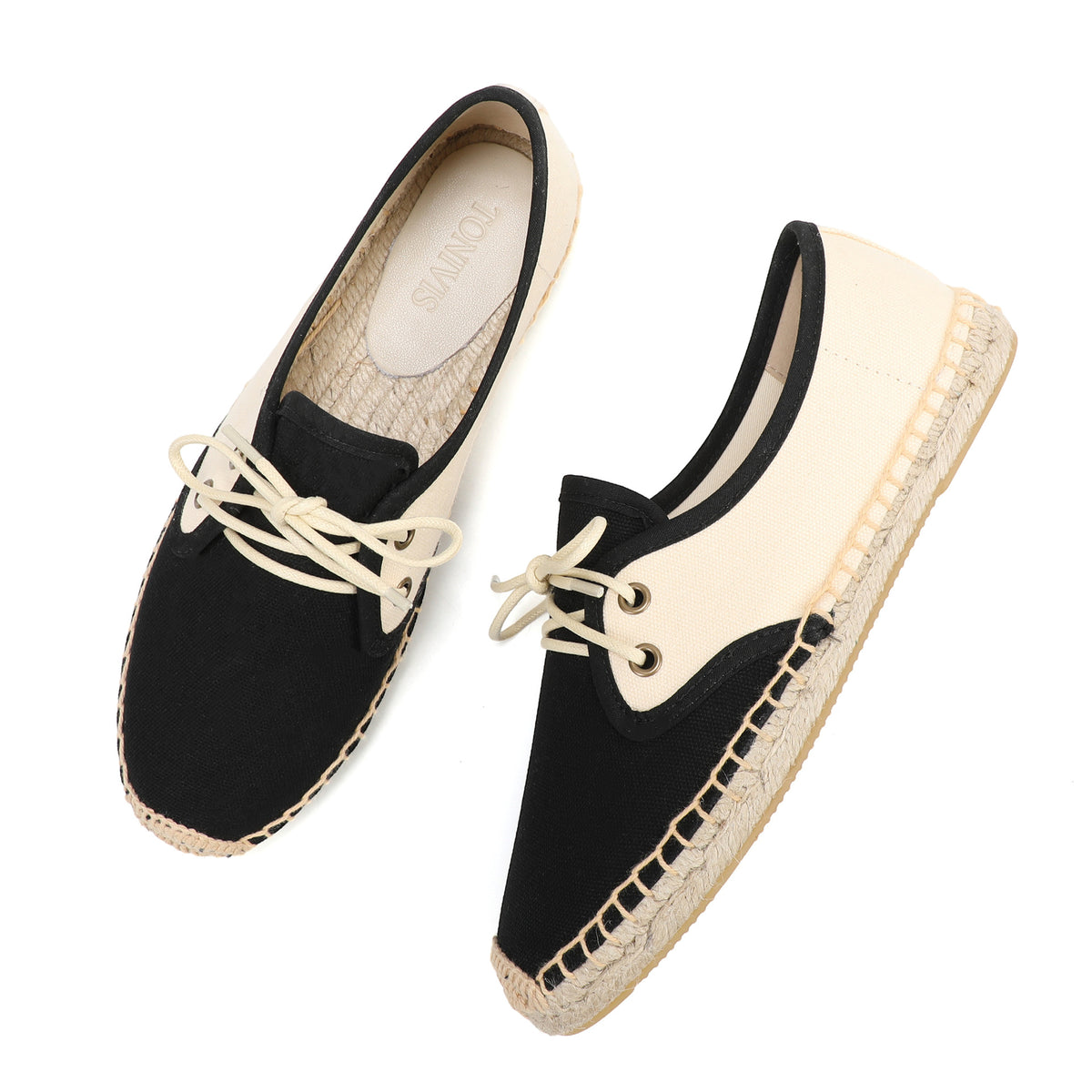 TONIVIS Women's Lace-Up Canvas Loafers