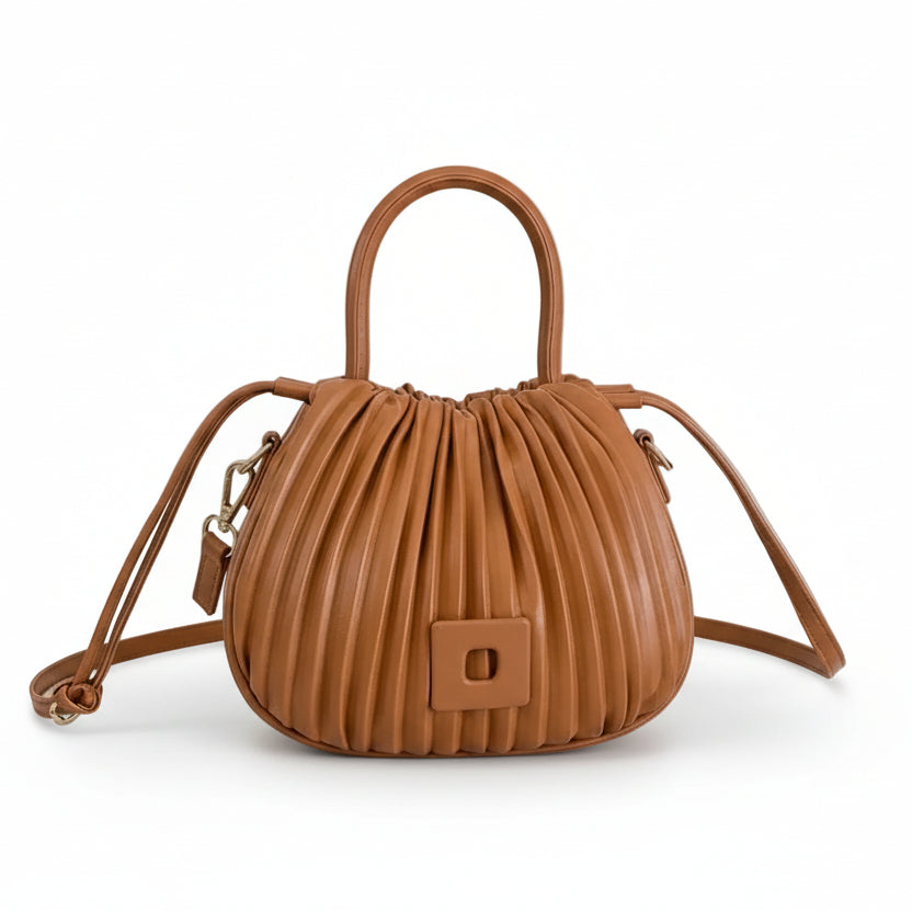 Pleated Bucket Crossbody Bag