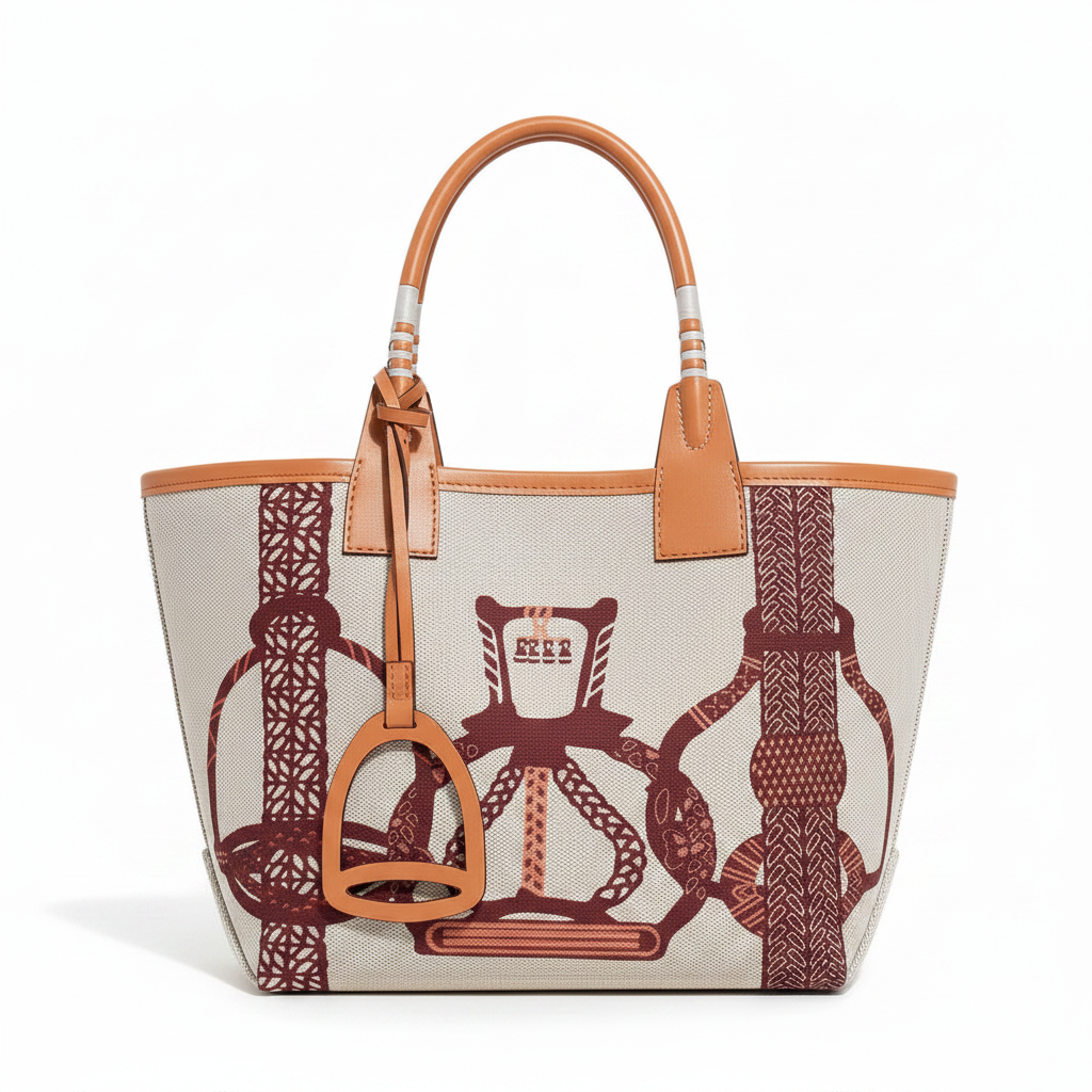 Women's Elegant Canvas Tote Bag - Stirrup Brown