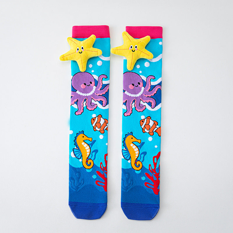 Girls' Cute 3D Cartoon Knee-High Crazy Socks