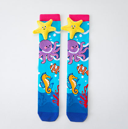 Girls' Cute 3D Cartoon Knee-High Crazy Socks
