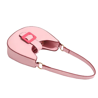 ZYLUS Buckle Crescent Moon Shoulder Bag