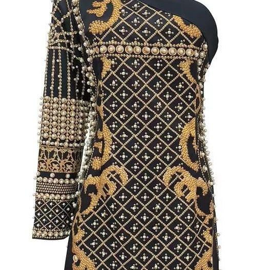 Cleo Beaded Asymmetrical Mini Dress.
