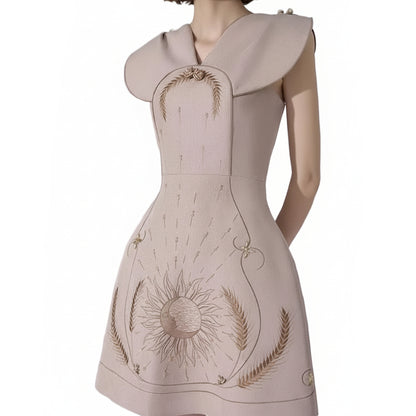 Moda Embroidered Temperament Mini Dress.