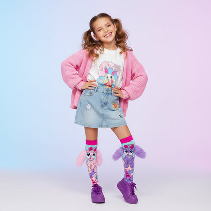 Puppy In Paris Children's Adorable Mismatched 3D Knee-High Crazy Socks