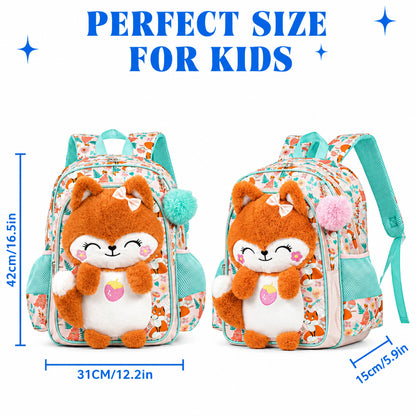 Girl's 3D Fox Plush School Backpack