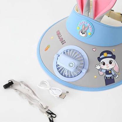 Zootopia Children's Sun Visor Hat with Built-in Mini Cooling Fan
