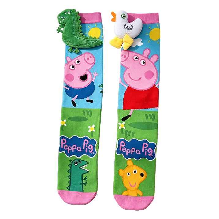 Peppa Pig Knee-High Mismatched 3D Crazy Socks