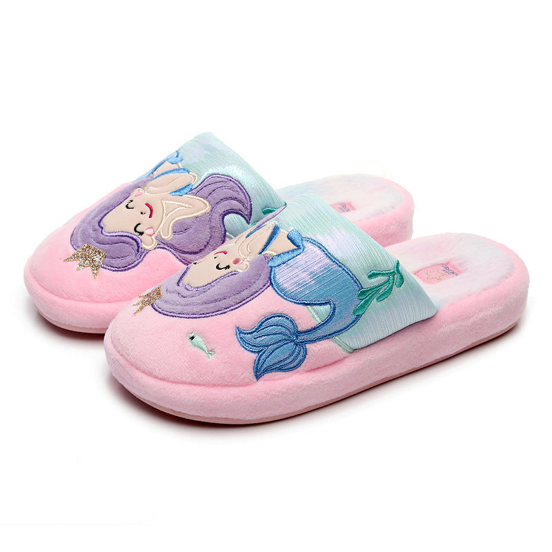 Children's Adorable Mermaid Closed-Toe Home Slippers