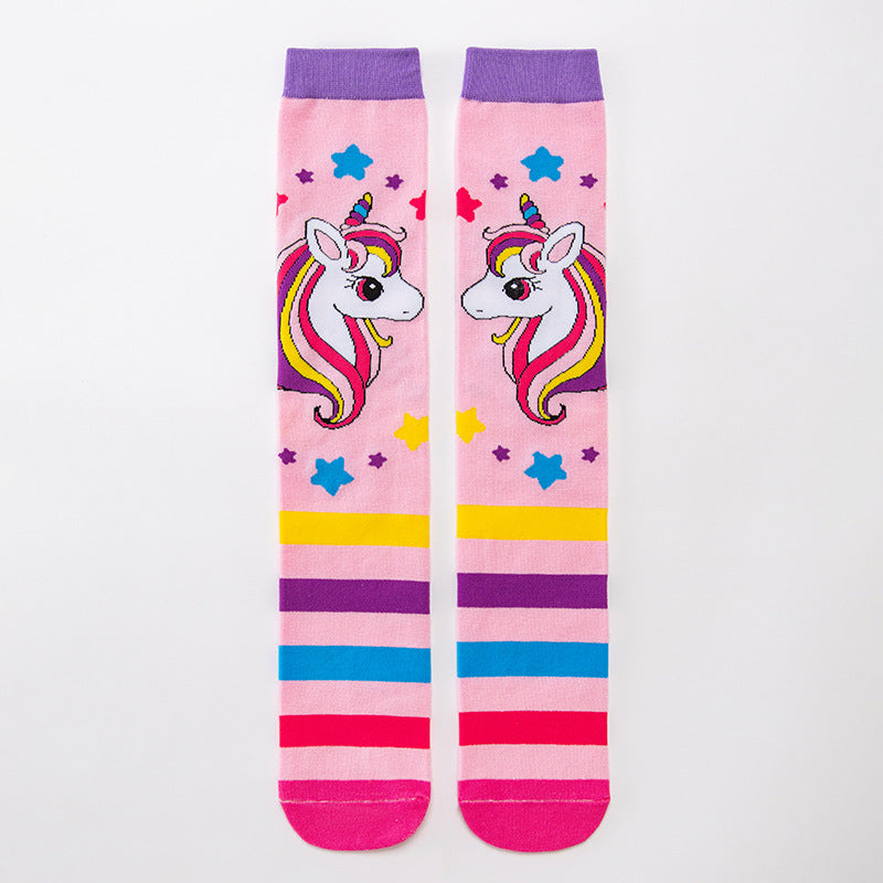 Adorable Children's Knee-High Unicorn Crazy Socks