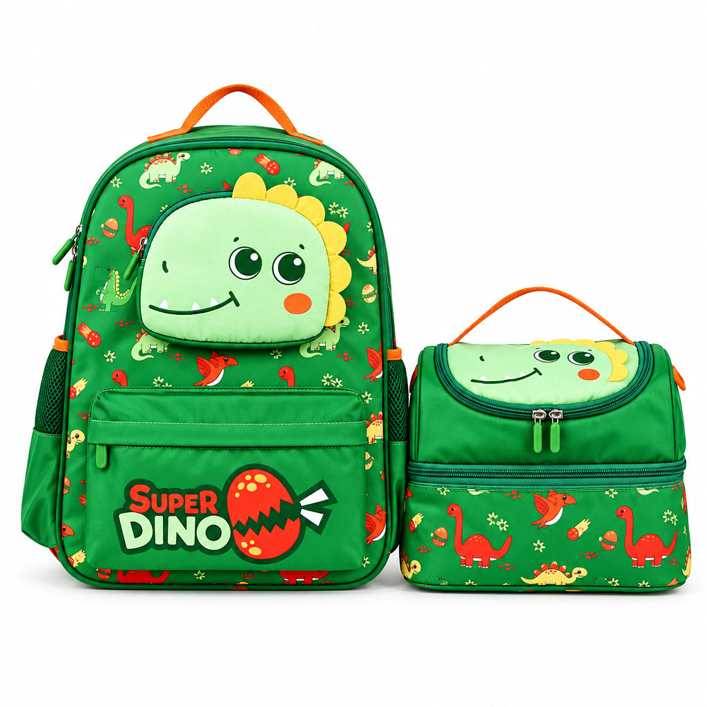 Supercute Super Dino School Backpack & Lunch Bag Set