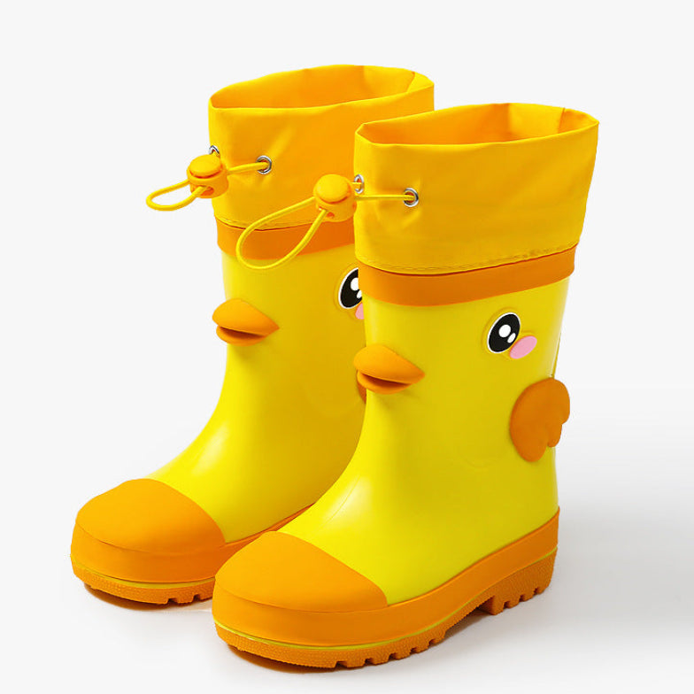 Kids Waterproof Cartoon Gumboots | Rain Boots with Splash-Proof Drawstring Cuff
