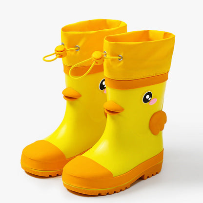 Kids Waterproof Cartoon Gumboots | Rain Boots with Splash-Proof Drawstring Cuff