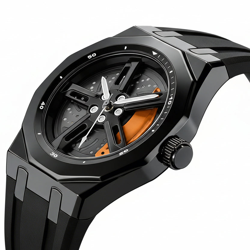 Radial Caliper Silicon Strap Quartz Wristwatch