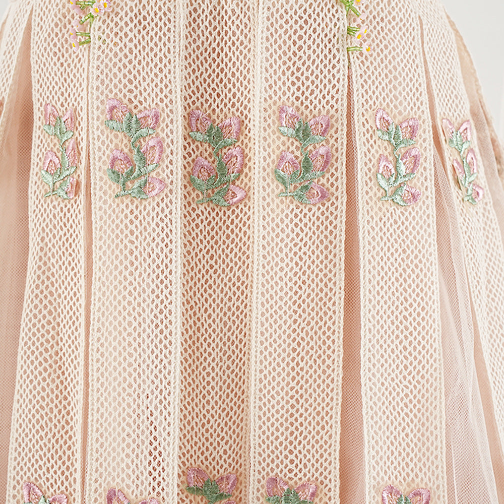 Fleur de Lace Beaded Sleeveless Midi Dress.