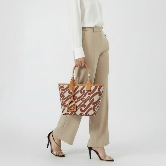 Women's Elegant Canvas Tote Bag - Chain