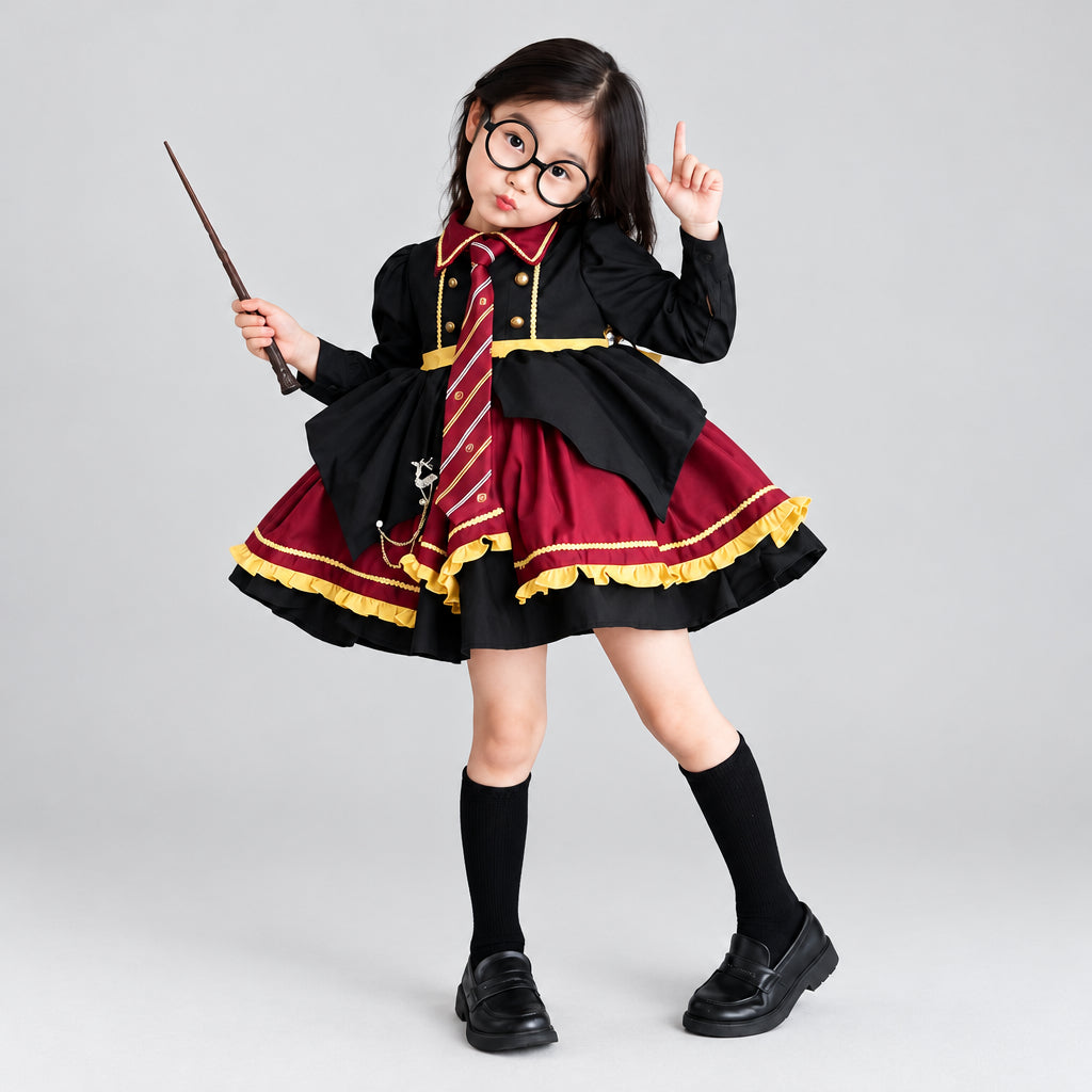 Little Gryffindor Wizard Cosplay Dress Set
