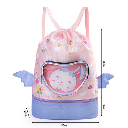 Cartoon Kids Large Waterproof Swim Bag with Footwear Compartment
