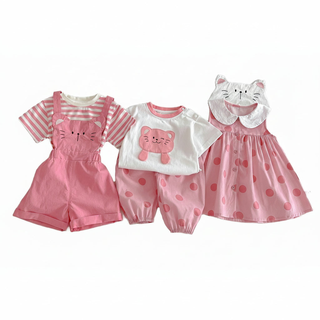 Girls' Pink Cat Outfit Set