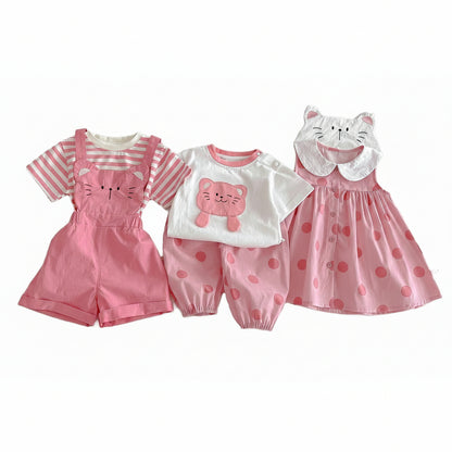 Girls' Pink Cat Outfit Set