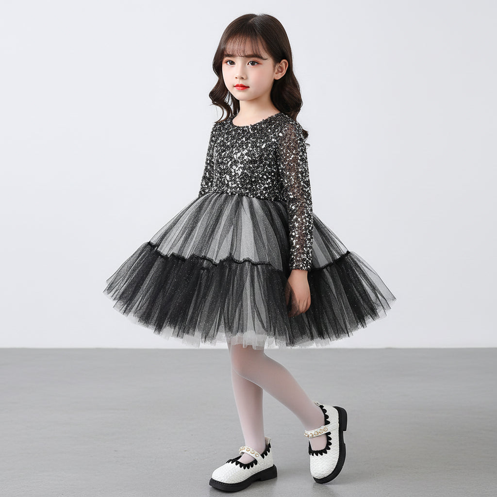 Girl's Aria Pearl Princess Soft Sole Mary Jane Shoes - Black
