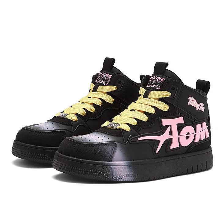 TALKING TOM | Sports High Top Board Shoes - Black/Pink