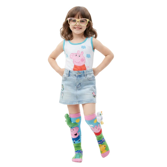 Peppa Pig Knee-High Mismatched 3D Crazy Socks