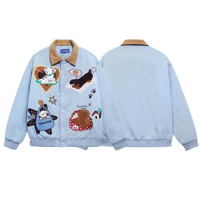 Corduroy Collar Puppy Paw Classic Jacket