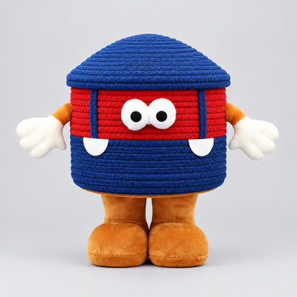 Cute 3D Monster Woven Cotton Rope Storage Basket with Feet