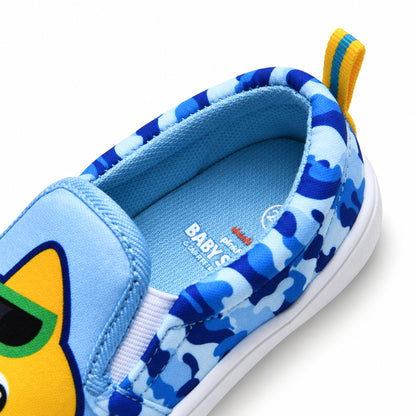 Kids' Baby Shark Slip-On Canvas Blue Camo Sneakers