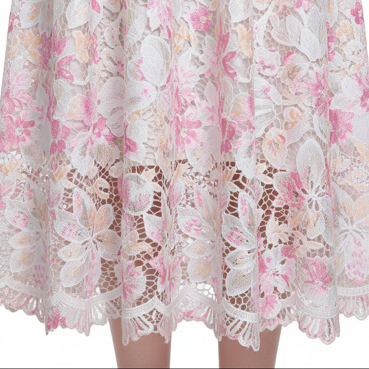 Mystique Embroidered Belted Midi Dress.