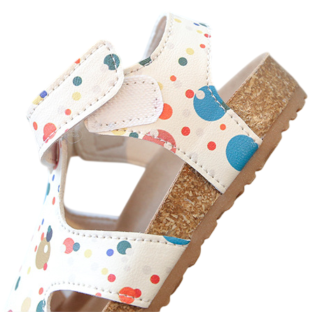 ZYLUS Happy Hops Girls Multi-Color Polka Dot Cork Sandals