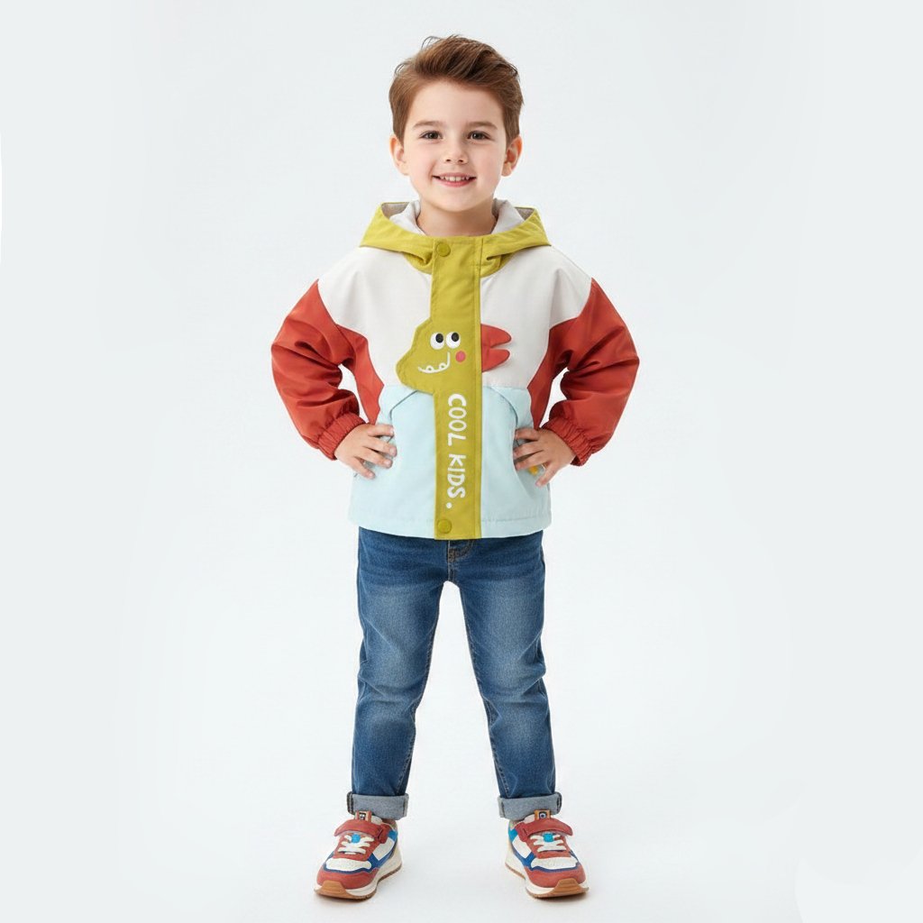 Boys' Kids 3D Dinosaur Colorblock Windbreaker