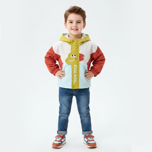 Boys' Kids 3D Dinosaur Colorblock Windbreaker