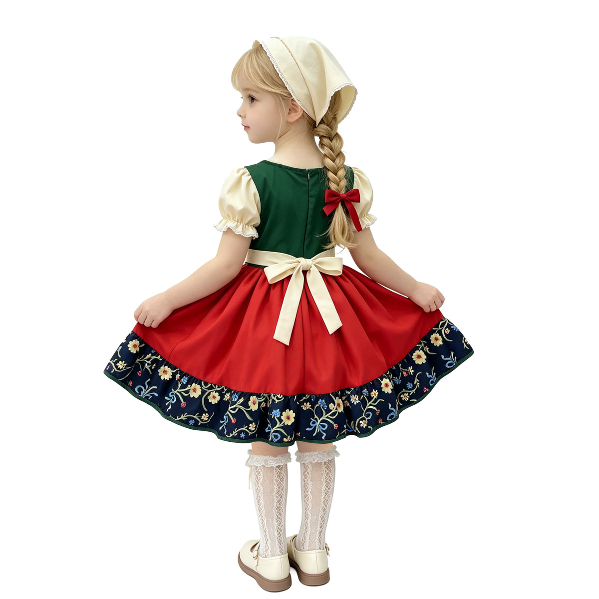 Girls Traditional Bavarian Dirndl Dress - Kids Oktoberfest & Storybook Costume Outfit