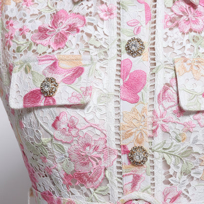 Mystique Embroidered Belted Midi Dress.