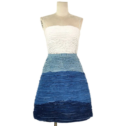 Ombré Denim Bandeau Mini Dress.