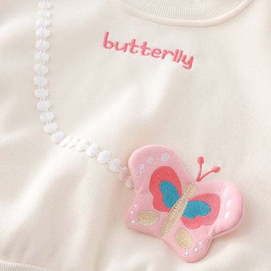 Pixie Dust Butterfly Girls' Sweatshirt and Sweatpants 2-Piece Outfit Set