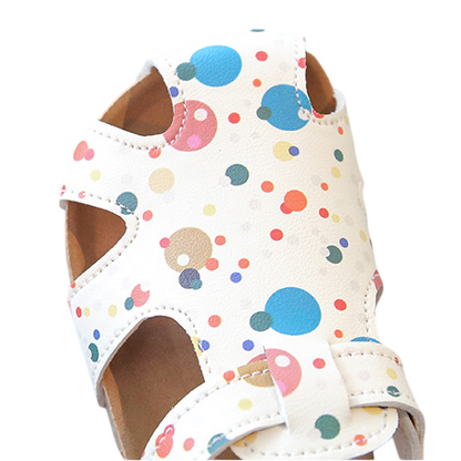 ZYLUS Happy Hops Girls Multi-Color Polka Dot Cork Sandals