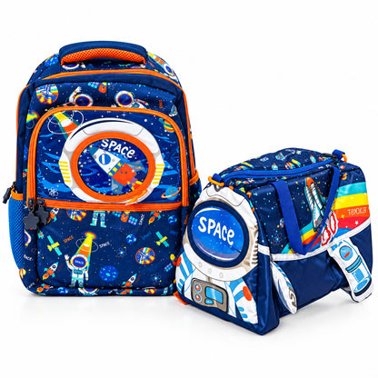 2-Piece Kids 3D Space Adventure Large Backpack & Duffel Bag Travel Set