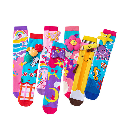 Girls' Cute 3D Cartoon Knee-High Crazy Socks