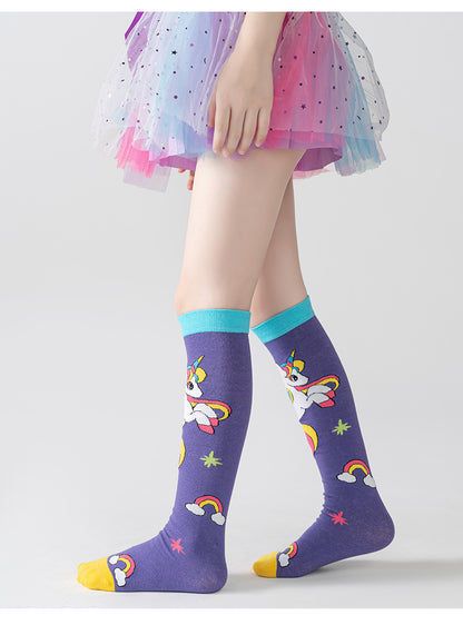 Adorable Children's Knee-High Unicorn Crazy Socks