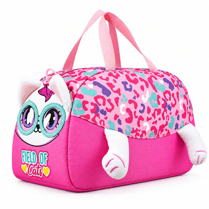 2-Piece Kids 3D Field of Cats Small Backpack & Duffel Bag Travel Set