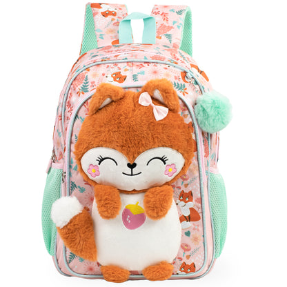 Girl's 3D Fox Plush School Backpack